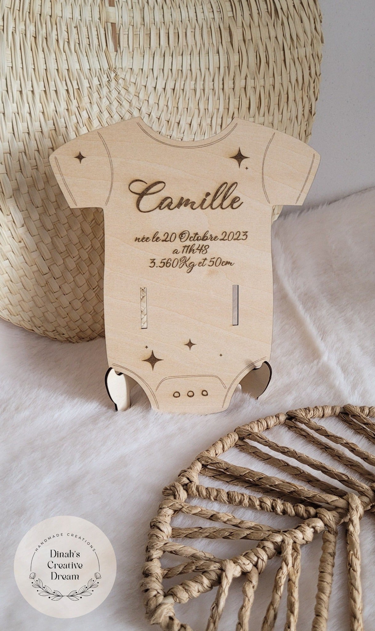 Body en bois pour bracelet de naissance