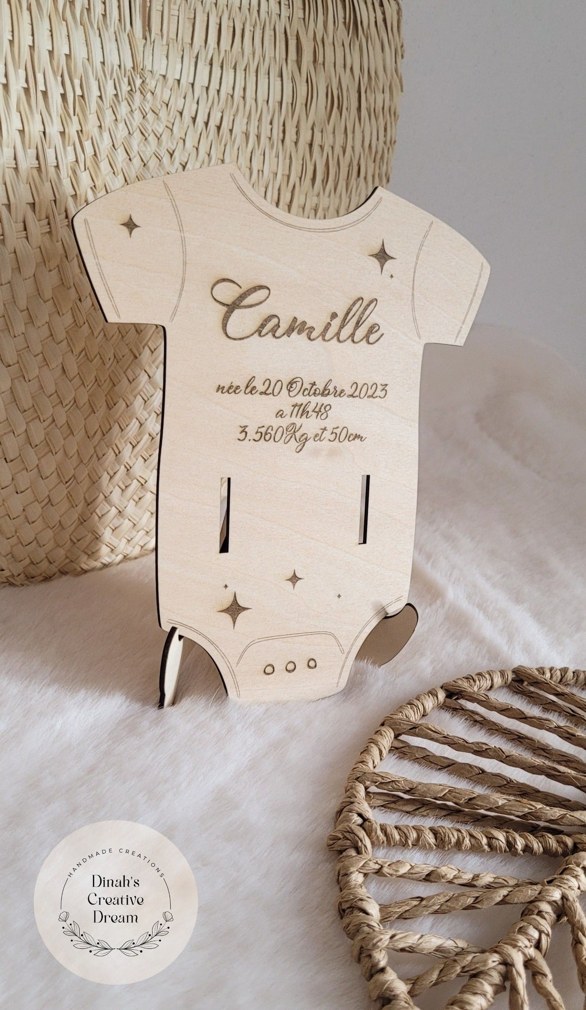Body en bois pour bracelet de naissance